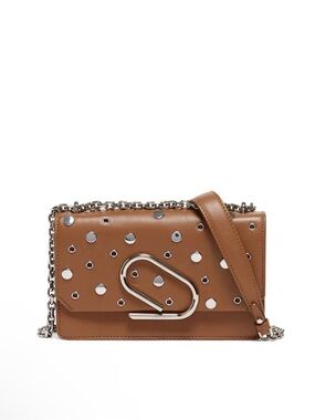 3.1 Phillip Lim Camel Alix Leather Crossbody with Silver Stud Embellishments